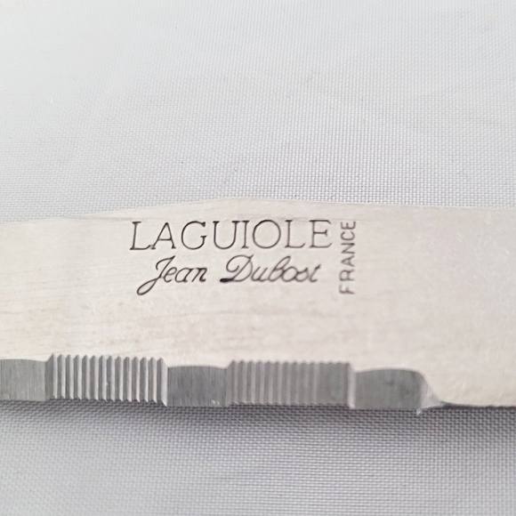 Laguiole France Jean Dubost 6 Steak Knives Red Handles in Block - Picture 5 of 7
